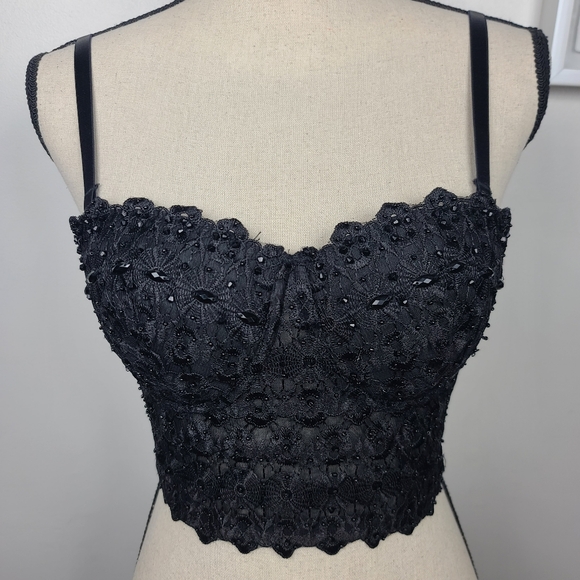 Windsor Black REIGNING LACE BUSTIER Sweetheart Neckline Top S - Picture 9 of 15
